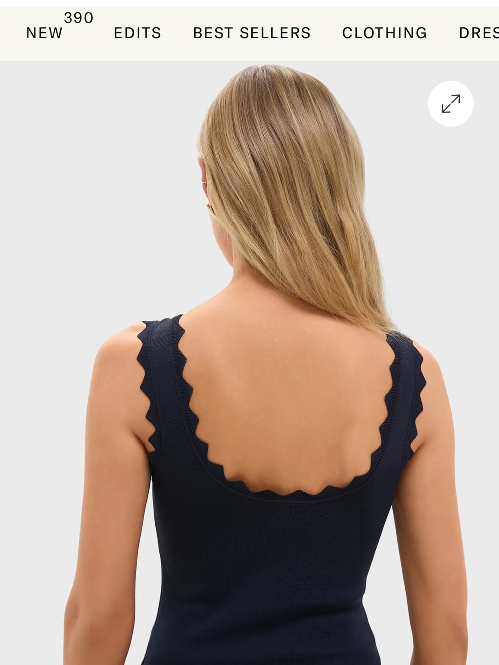Navy Ric Rac Compression Tank, XS - Picture 10 of 10